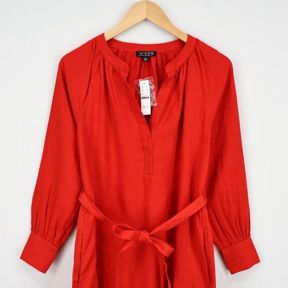 J.Crew Cabana Mini Dress Linen Red Arroyo Size XXS NWT - Picture 3 of 9